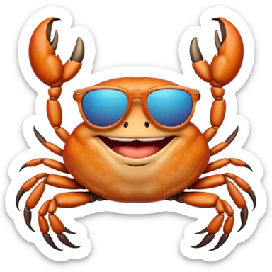 Alaska crab are moving wearing a sunglass and say hi sticker