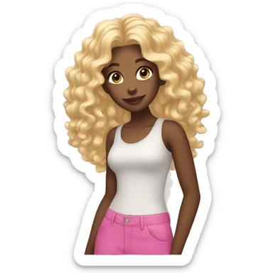 a black girl with some curly blonde hair sticker