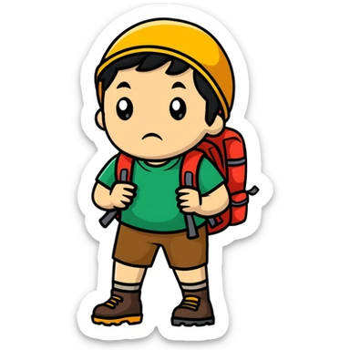 lost hiker with confused expression sticker