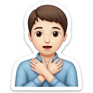 person holding neck crossed hands tongue out sticker