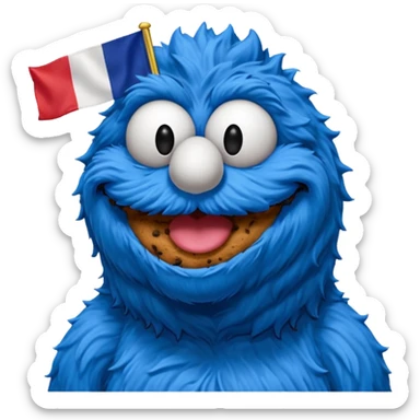 cookie monster bust, with french flag, only one flag,  sticker