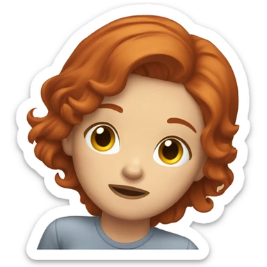 redhead bored girl lying on the floor sticker