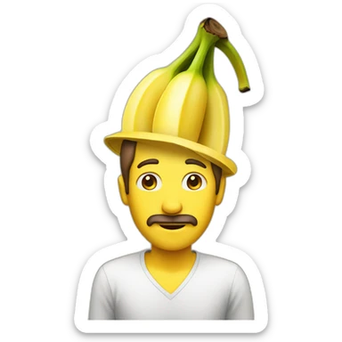 a man waring a banana hat sticker