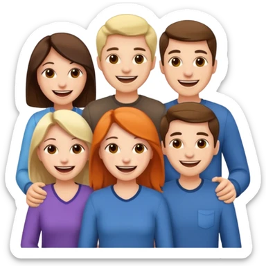 a bunch of friends emoji and they are chinese but wear normal clothes sticker