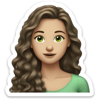 brunette long wavy hair girl green eyes sticker