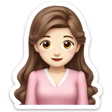 Jang wonyoung asian kpop cute girl brown hair and pink coquette dress sticker