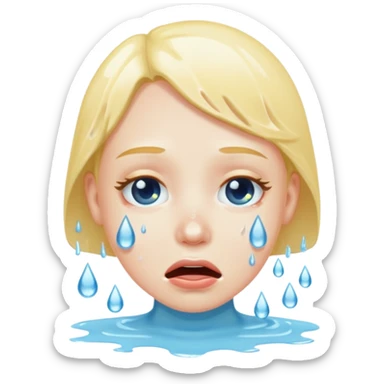 Drooling and face wet and water is white sticker