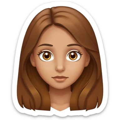 fair medium tan skin girl with hazel eyes and brown long hair sticker
