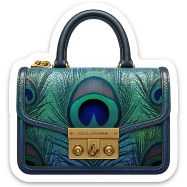 Hyperrealistic Dolce and Gabbana bag in a type of Peacock opal gemstone colorshifting colors and finish,  absolutely breathtaking beautiful, shimmering, trending now style and look, insane detail, insane colors, isolated 3d rendering 16k 800 dpi sticker