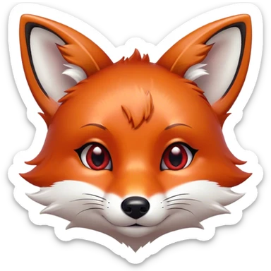 Cinematic Cute Fox Portrait Emoji, Head tilted playfully and inquisitively, featuring a glossy red Fur with delicate white accents and perky ears, round, sparkling amber eyes filled with mischievous curiosity, Simplified yet irresistibly adorable features, highly detailed, glowing with a warm, friendly glow, high shine, affectionate and lively, stylized with a touch of woodland whimsy, bright and endearing, soft glowing outline, capturing the essence of a mischievous yet loving fox, so playful it feels like it could dart out of the screen and into your arms! sticker