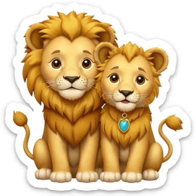 lion with a  cub playing gif sticker