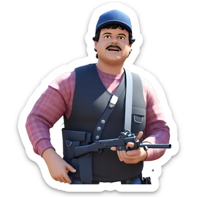 boy with gun and hat sticker