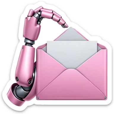 pink robotic hand holding email envolope sticker