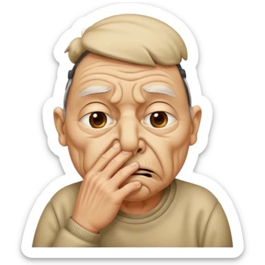 a. person smelling something bad sticker