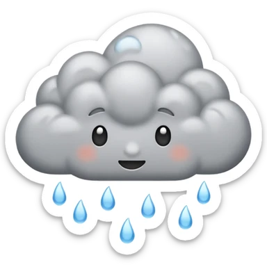 emoji of grey cloud is raining, (without faces) sticker