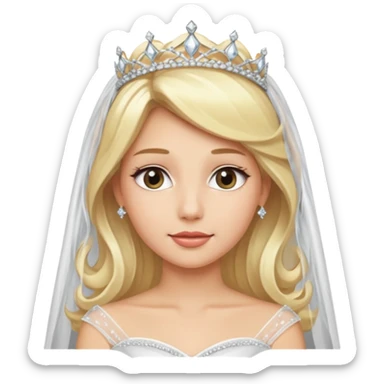 blonde bride silver diamond tiara and veil sticker