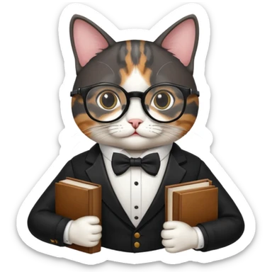 Travelling studious cat sticker
