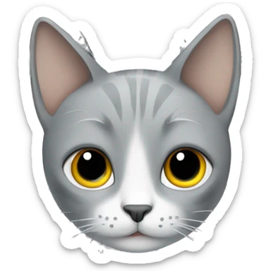 Grey cat in a grey Mercedes car sticker