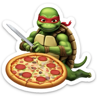 Teenage mutant ninja turtles with pizza  sticker