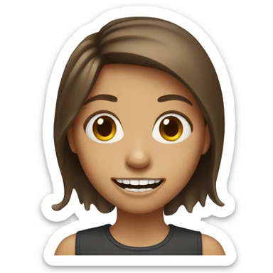 Brown haired girl with ugly teeth sticker