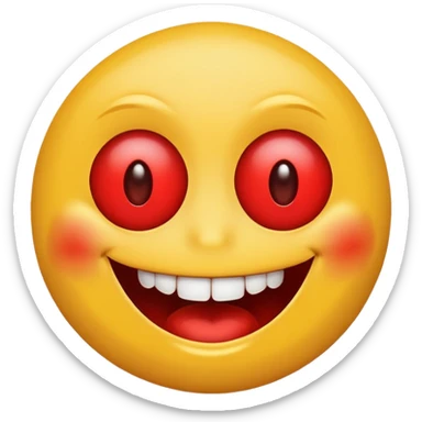 Smiley face with blood shot eyes laughing  sticker