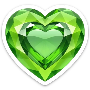 green heart looking ios but like a gemstone with sharp outlines and shiny the color is more like lime sticker