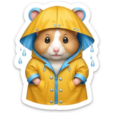 hamster wearing a raincoat sticker