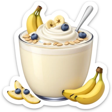White yogurt with blueberries and bananas and oats sticker
