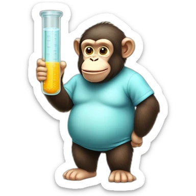 Cute fat chimp test tube full body sticker