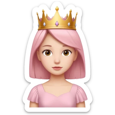 Girl with minimal crown and  light  pink dress  sticker
