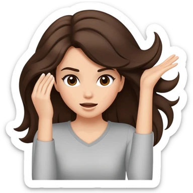 Brunette girl doing a sassy hair flip sticker