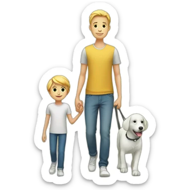 Young white Familie with boy skinny casual walking sticker