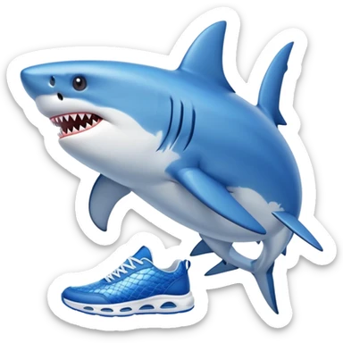 shark wearing blue sneakers sticker
