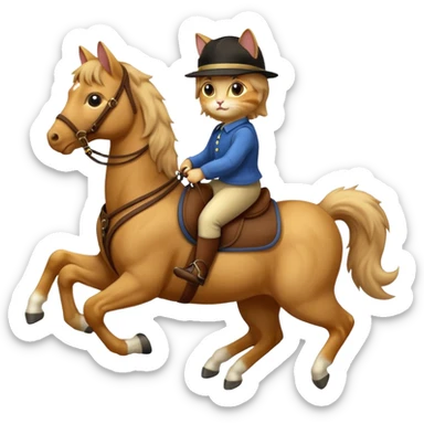 cat riding a horse sticker