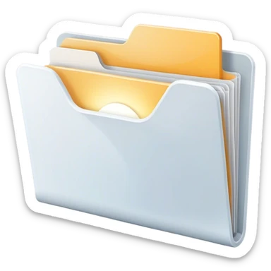 A modern, minimalist flat-style illustration of an open folder with a soft, glowing light emanating from inside.  sticker
