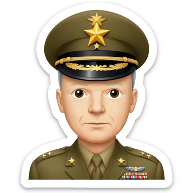 General Eisenhower in military uniform with five stars, World War II era sticker