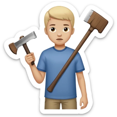 13 y/o Brian robeson at the beginning of Hatchet
struggling with his parents' recent divorce and harboring . He is angry, self-pitying
He is carrying a hatchet
He is in a single-engine plane with a pilot who soon suffers a heart attack, leaving Brian to navigate the crash and his new, harsh reality. sticker