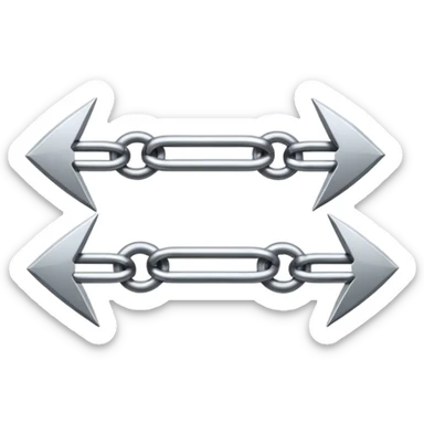 modern iOS emoji: a chain link with a bold arrow pointing right, link appears to be in motion, representing direction and goal-oriented connection sticker