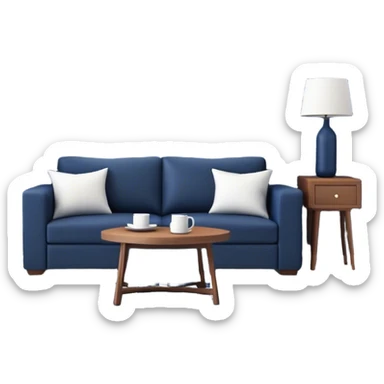 Minimalist style living room in navy blue  sticker