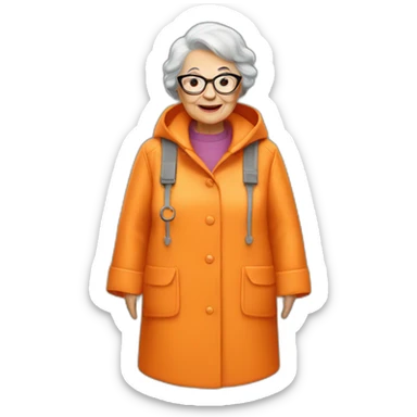 Orange raincoat granny sticker