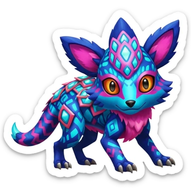  exotic colorful Protogen-Fakémon-Pokémon-Digimon-Vernid-creature sticker