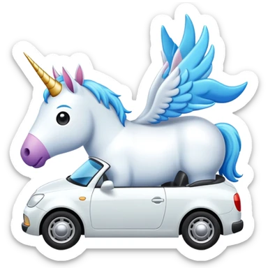 Unicornio en un coche sticker