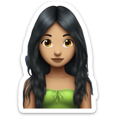 fairy with creepers and small butterflies around her long black hair sticker