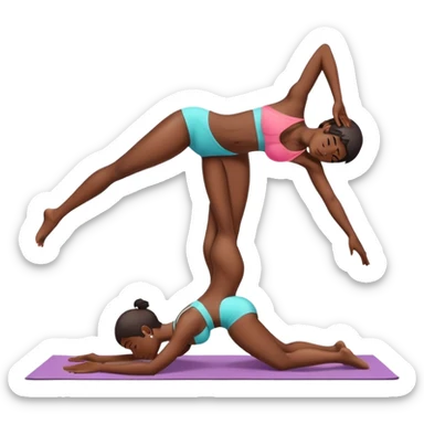 1 short hair Black woman in a bikini in downward dog yoga position. sticker