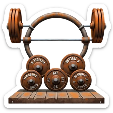 Gym facade with a sign featuring giant weights. sticker