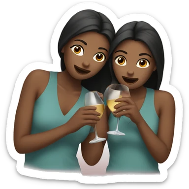 Two girls drinking wine together  sticker