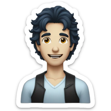 Un jeune homme noir, les cheveux bleus et qui a das dents de vampire. sticker