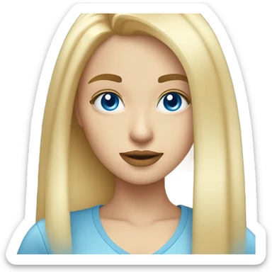 blonde girl taking a selfie blue eyes sticker