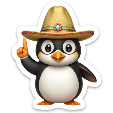 Pinguino con un cappello messicano che fa il dito medio sticker