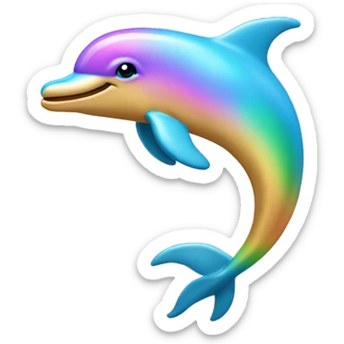 Pastel-gold-raimbow-dolphin sticker